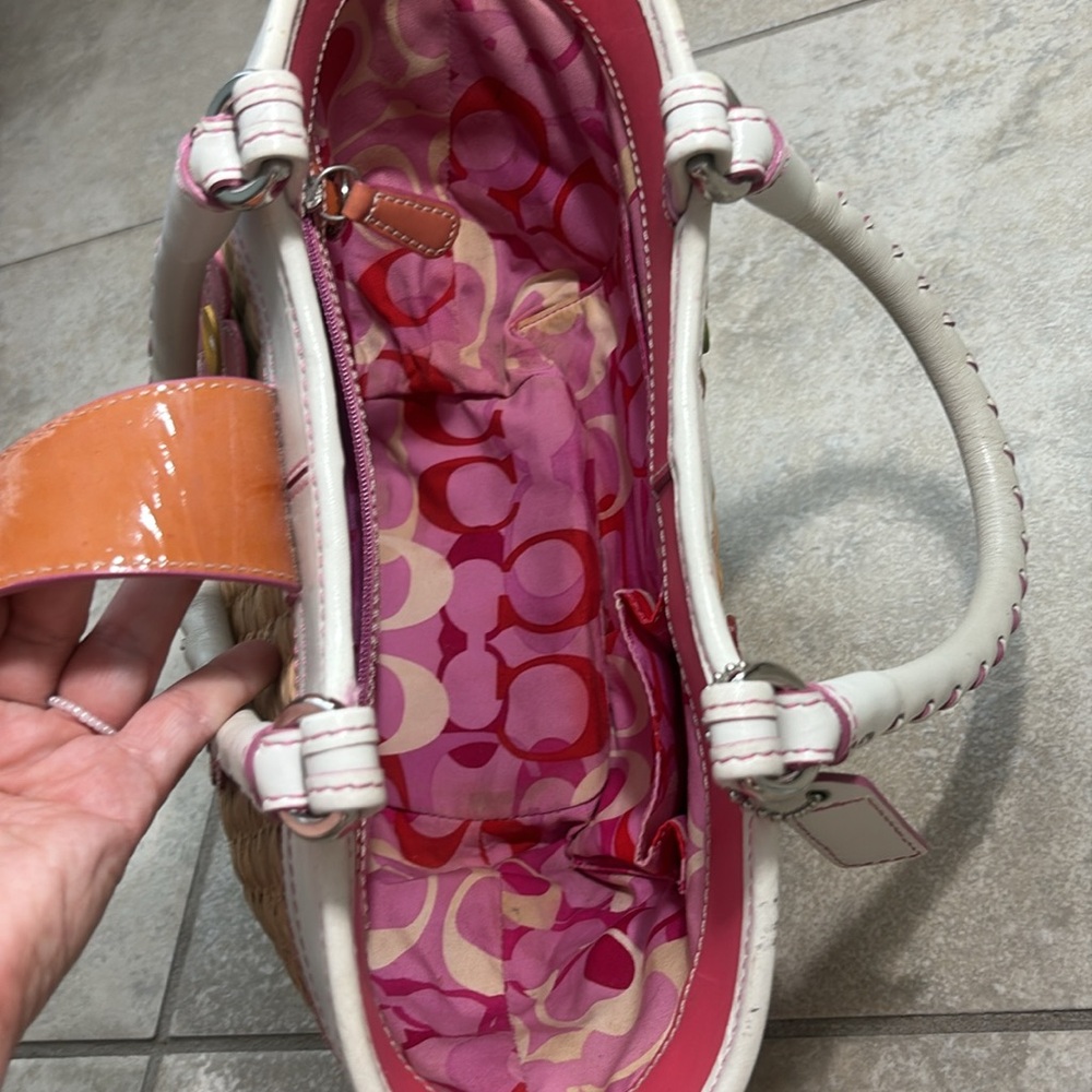 Vintage Coach Straw Bag with Daisies A04K-4443 Limited Edition/Rare - Picture 3 of 16